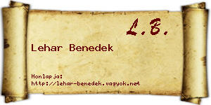 Lehar Benedek névjegykártya