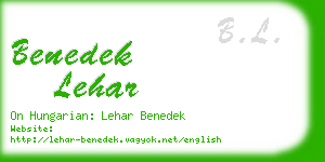 benedek lehar business card